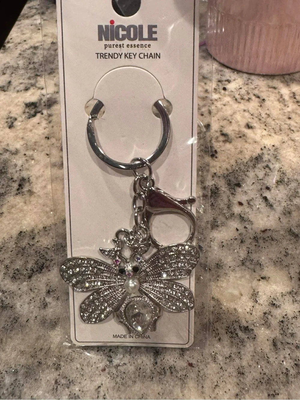 Nicole Silver Sparkling Dragonfly Key & Bag Charm